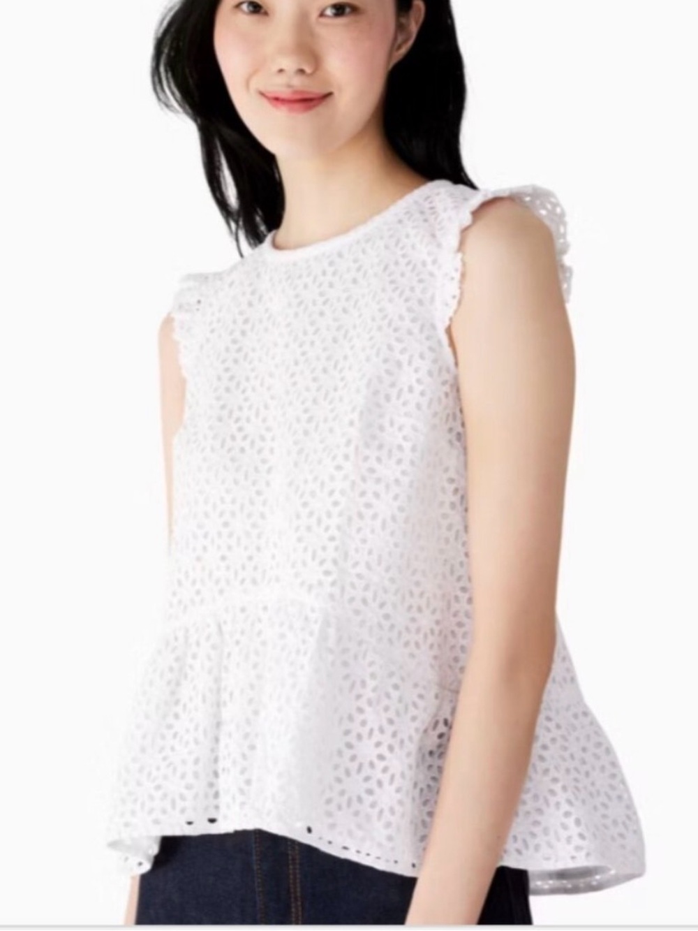 kate spade White Eyelet Peplum Top